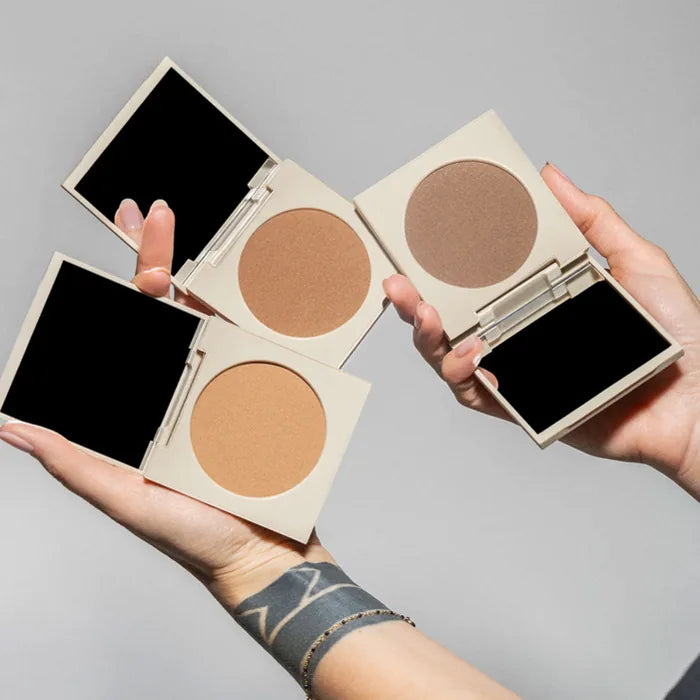 Bronzery do twarzy Hedonista w eleganckich kompaktach z lusterkiem – prezentacja opakowań i odcieni