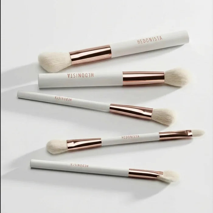 Zestaw pędzli do makijażu oczu Hedonista Eye Blend Classic – białe trzonki i rose gold okucia